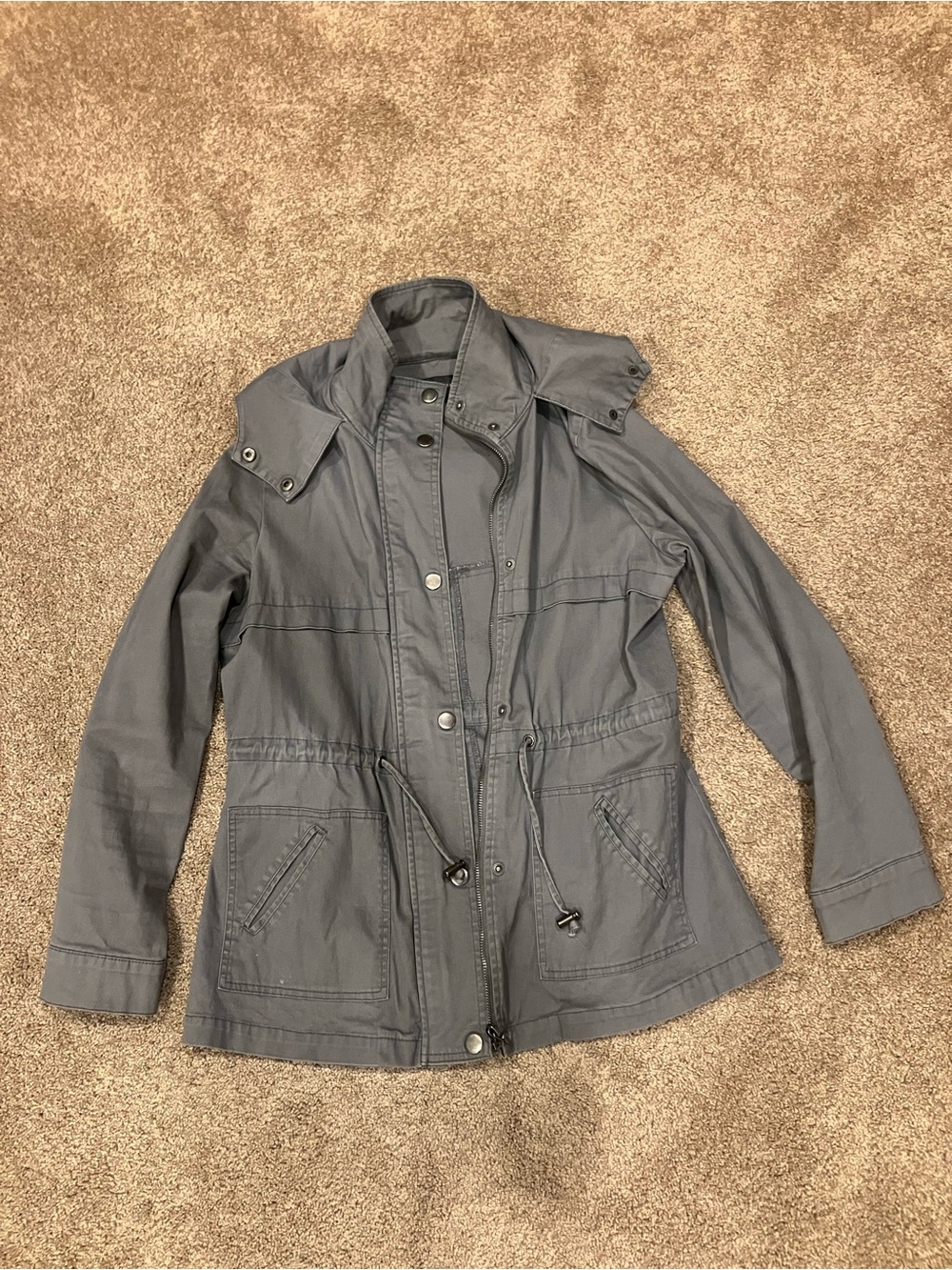 Live a Little Gray Utility Jacket with Drawstring Waist